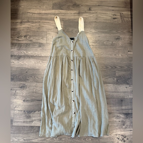ASOS Dresses & Skirts - ASOS 100% Cotton Double Cloth Button-Front Sage Green Summer Dress. Size 4